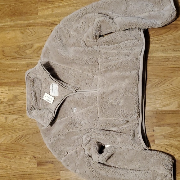 Aeropostale NWT Sherpa Fleece Half-Zip Pullover Jacket Sweatshirt Tan Size XS - Picture 6 of 14
